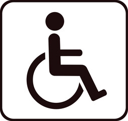 Accessibility symbol, wheelchair icon, inclusive signage, disability access, mobility support, universal design, healthcare, public facility, vector graphic, square frame