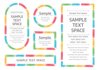 水彩風の4色のポップなフレームセット