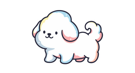 A cartoon dog illustration with a white background and colorful outline