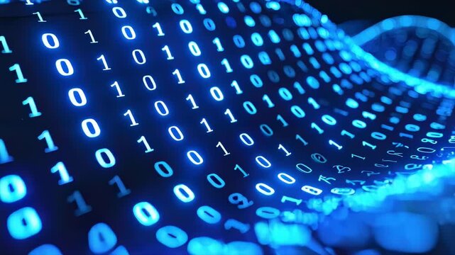 迫りくるデジタルデータの波とバイナリーコード