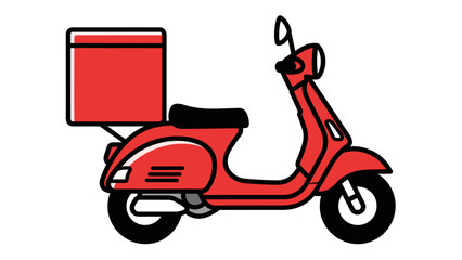 Fototapeta premium Red Scooter with Delivery Box Attached.