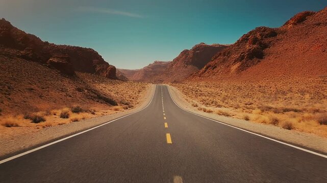 Empty asphalt road, Adventure road in desert