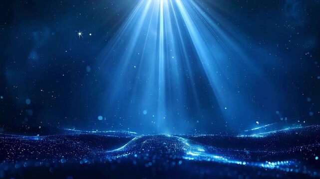 輝く粒子の海を前進 神秘的な夜景