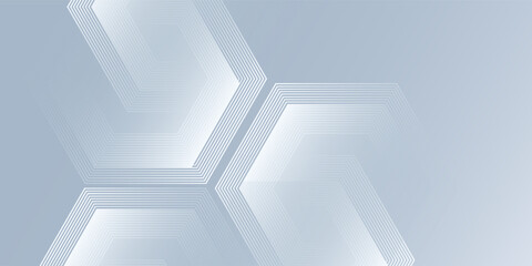 Vector glowing white lines abstract  on gray background with dynamic wavy hexagon texture. Modern technology digital website content