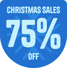 Christmas Sale Printable Discount Sticker Tag - 75 Percent Discount