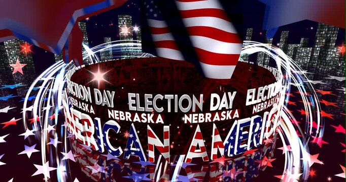 Election Day in Nebraska &ndash; American Voting, Democracy and Patriotic Background Video