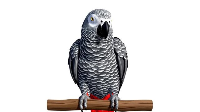 A front view of a cartoon parrot in full body isolation, designed for preschool animal identification learning visuals.