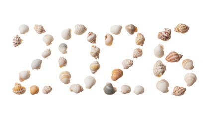 Number 2026 made of small white stones on white background
