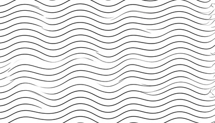 Hand Drawn Black and White Wavy Line Pattern Background in Sketch Style.