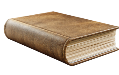 Hardcover book with visible pages highlighting educational concept, reading, and knowledge isolated on transparent background PNG