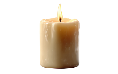 Realistic candle with smooth wax finish highlighting lighting element and aesthetic appeal isolated on transparent background PNG