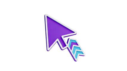 3D Cursor Icon Purple and Blue on transparent background