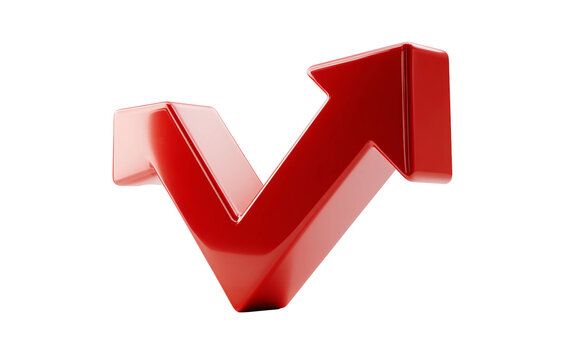 Chart with decreasing trend glossy red downward arrow representing financial loss and declining data isolated on transparent background PNG - Powered by Adobe