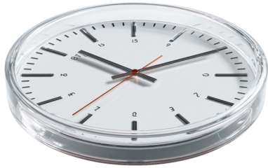 Clock with smooth glass cover showing precise hour and modern timekeeping design illustration isolated on transparent background PNG