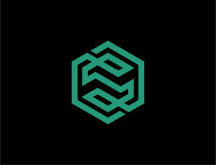 Abstract geometric logo design on black background