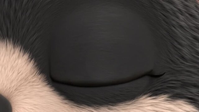 Close-up 8K cartoon of binturong eye, created for early childhood animal learning visuals and identification exercises.