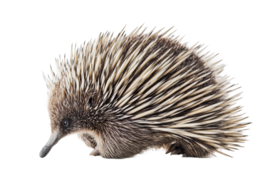 Australian echidna resting calmly highlighting distinctive features evolutionary adaptation and quiet presence isolated on transparent background PNG