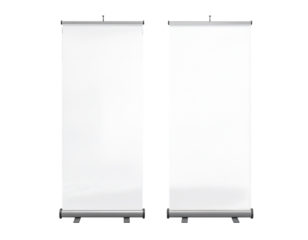 Blank roll up banner stand display mockup for advertising or presentation Isolated on transparent or white, Cut out