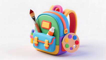 An artistic backpack filled with creative inspiration