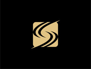 Abstract gold logo on black background