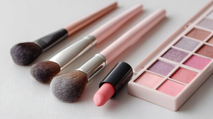 A Collection of Makeup Brushes and an Eyeshadow Palette.