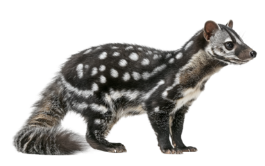 Elegant African civet standing with bright lighting showcasing natural features and wildlife detail isolated on transparent background PNG