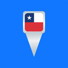 Obraz premium Chile Flag Location Pin Icon. Glossy Map Pointer Vector Illustration. Ideal for travel apps, navigation maps, geographic markers, tourism projects