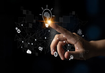 AI innovation with neural network and digital transformation. AI innovation drives automation, powers ideas, AI innovation enhances SEO, and AI innovation enables global connection. Latch