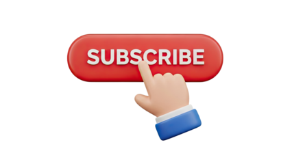 3D Clicking Subscribe Button on transparent background