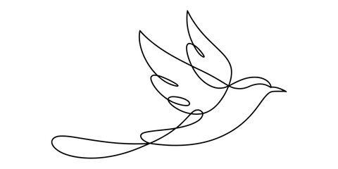 Graceful continuous line drawing of a flying bird, an elegant symbol of peace and freedom © Icon_gallery