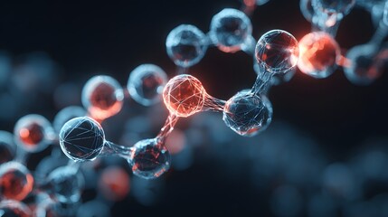 Abstract Molecular Structure with Glowing Elements.