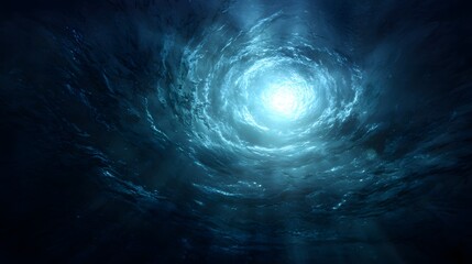 Abstract Swirling Blue Energy Vortex in Deep Space.