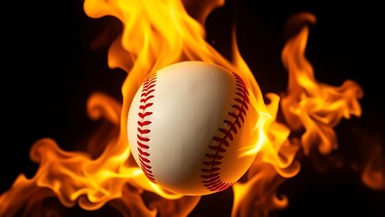 A baseball engulfed in fiery intensity, symbolizing passion and energy in sports.