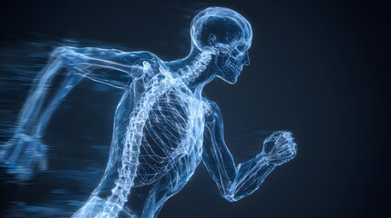 Anatomical X-ray of a Runner in Motion.