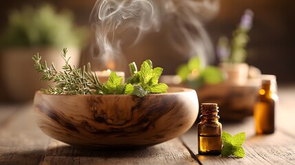 Aromatic Herbs and Essential Oils for Natural Wellness and Aromatherapy.
