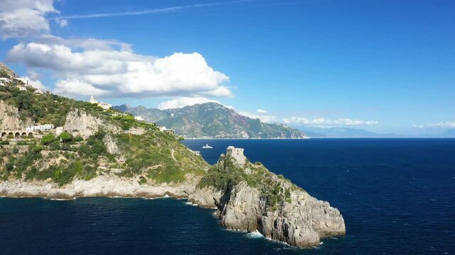 Scenic coastline and watchtower, Capo di Conca
