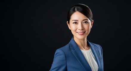 信頼感あふれる笑顔の日本人女性ビジネスパーソン：エグゼクティブなスーツ姿のポートレート