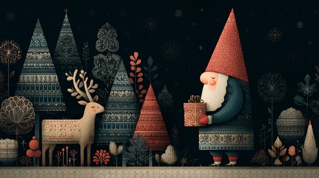 Midnight Forest Gnome: Whimsical Winter Woodland with Handcrafted Gifts