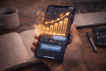 Cell phone on a gold background representing digital media and technology storage concept