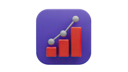 3D Chart Icon on transparent background