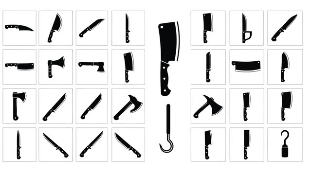 Collection of various knife and axe silhouettes