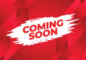 Coming soon template,  coming soon banner with flat design, coming soon on red background,  coming soon information