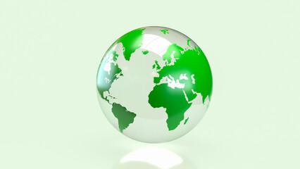 Green Transparent Earth Globe Representing Global Sustainability and Environmental Responsibility 3d render.