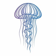 Graceful Medusa Silhouette with Flowing Tentacles Ocean Life Art