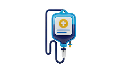 Fototapeta premium 3D Icon of a Medical Infusion Bag with a Cross Symbol on transparent background