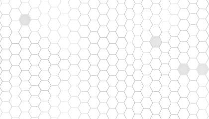 A white background with a hexagonal pattern that fades out towards the top, with some lighter colored hexagons