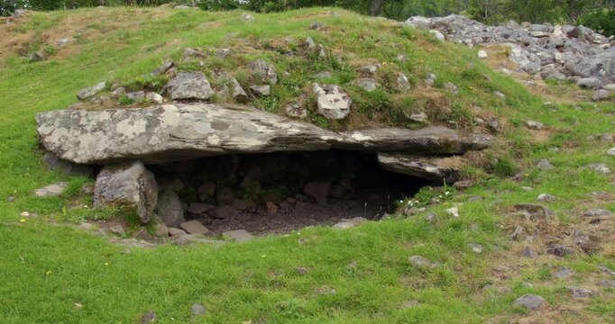 Mid shot of the Dunchraigaig Cairn chamber Entrance near the Nether Largie Standing Stones at Kilmartin
