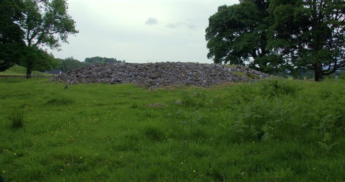 Wide shot looking south of the Dunchraigaig Cairn near the Nether Largie Standing Stones at Kilmartin