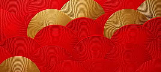 Red gold asian pattern background texture oriental abstract