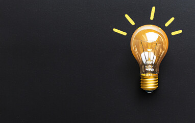 Bright idea glowing lightbulb dark background innovation creativity solution inspiration